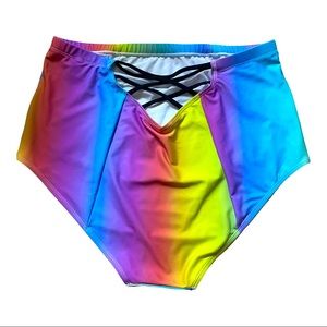 BNWT TORRID SZ1 RAINBOW STRAPPY BACK SWIM BOTTOM